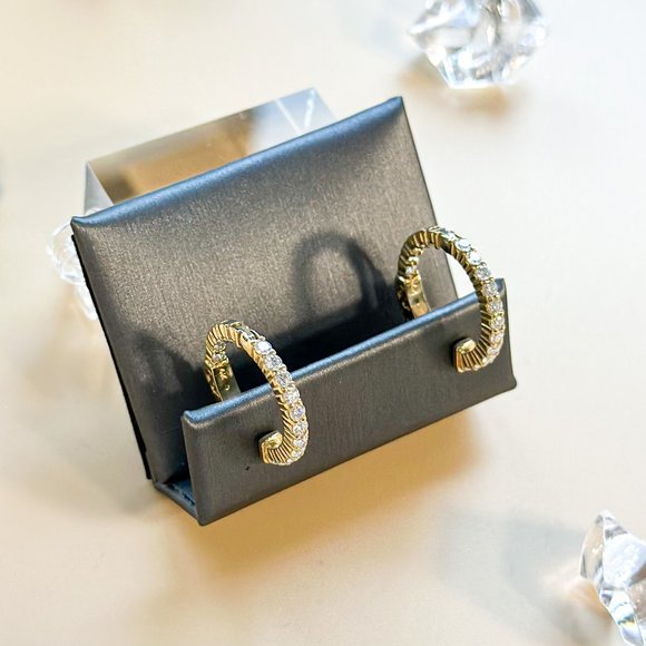 Diamond Hoop Earrings 14K Yellow Gold